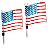 U.S. Flag Solar Power garden stake Light E2188 (Set of 2) [並行輸入品]