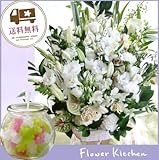 お供えセット 旬のおまかせお供えアレンジ10500円 カラーは白のみ(グリーンが入ります) +「こんぺいとうキャンドル」スイーツキャンドル　ギフトセット