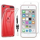 【1枚フィルム+ケース TPU+携帯ストラップ 付属】For iPod Touch 7 iPod touch 6 iPod touch 5 第7世代 第6世代 用の ガラスフィルム+For iPod Touch 7 / iPod touch 6 / iPod touch 5 用の ケース TPU 第7世代 / 第6世代 対応 透明 薄型 耐衝撃 黄変防止 耐水 防指紋 散熱加工