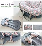 エルドベベポータブルベビーベッド、おむつ交換マット新生児枕（海外直送品） (Denim pink flower)