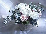 オーバルF-pwt 白いカーネーションと白・ピンクのバラプリザーブドフラワー