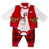 Baby Starters Baby Boys 3-Piece Bodysuit Pants Vest Set Red 6 Months [並行輸入品]