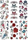 （ファンタジー） TheFantasy タトゥーシール 薔薇 花 バラ 蝶 【6種6枚セット】 ymx6003