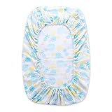 LAT(リー·アンド·タウン)ベットカバー　ベビー用フィッティングシーツ Baby Muslin fitted cirb sheet　１枚セット　コットン100% 　柄型デザイン (ブルー花)