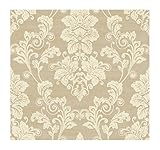 York Wallcoverings Wind River Scrolling Damask 8 x 10 Wallpaper Memo Sample Oyster Pearl/Sand/Deep C