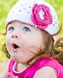 ラッフルバッツ クロシェ付きコットンニット帽子 ホワイト Ava Marie 6-12M