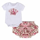 [Antoinette(アントワネット)] S~M ベビー服 セットアップ 女の子 トップス パンツ リボン 花柄 (L)