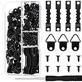 壁掛けフック 額縁吊金具 約251PCS 額掛け金具 フック 額縁吊り金具 連結フォトフレームブラケット 吊り下げ金具 額縁工作用金具 三角吊金具 三角吊りカン 三角吊カン 三角吊り金具 ビラカン 三角カン 絵画フック 木製工芸品/展示絵画/掛け時計/写真フレーム/鏡などを固定適用 （ブラック）