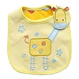 ベビーよだれかけ 赤ちゃん食事用エプロン　可愛い赤ちゃんビブ　防水ビブ　離乳食 男女兼用　可愛いベビーギフト　キリン（イェロー）