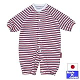 ★日本製★裏毛ボーダー長袖ツーウェイオール (マルチ) 綿100％　サイズ50-60cm