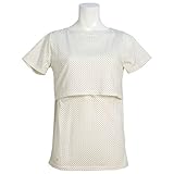 授乳服 半袖 Tシャツ 授乳口付 ドット柄 Tシャツ/産後対応 母乳育児用 ホワイト/ドット-M2690 L
