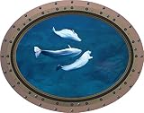 12 "ウィンドウ舷窓出荷Sea Ocean View Baluga Whales # 1楕円形リベット壁デカール子供ステッカーベビールームホームアート飾りden man caveグラフィックSmal