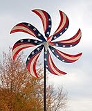 万能薬Patriotic Kineticアート風車、マルチカラー、72 " h