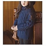 超ナイス　子供服　女の子　セーター　ニットウェア　ケーブル編み　ハイネック　プルオーバー　タートルネック　カジュアル　厚手　ガールズ　無地　コットン　秋冬トップス [並行輸入品]