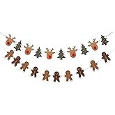 クリスマス 飾り 2セット フェルト クリスマス ガーランド バナー 飾り付け ジンジャーマン トナカイ クリスマスツリー オーナメント おしゃれ 壁飾り 窓 玄関 装飾 (B)