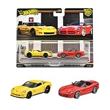 ホットウィール(Hot Wheels) プレミアム2パック 2012 コルベット Z06 / 2003 ダッジバイパー SRT-10 乗り物おもちゃ ミニカー 3歳から イエロー/レッド JHW54