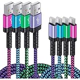 USB Type C ケーブル 【1.8m 4本*4色】 3A急速充電 QC3.0対応 タイプｃ充電ケーブル 高耐久 ナイロン USB A to USB C ケーブル iPhone15シリーズ、Galaxy A35 S24 Ultra A55、Motorola Moto G Stylus 5G 2024その他Android USB-C機器対応