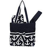 Navy Anchor Print NGIL Quilted 3pcs Diaper Bag by NGIL