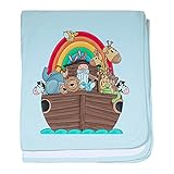 CafePress – Noah 's Ark and Rainbow – スーパーソフトベビー毛布、新生児おくるみ ブルー 050302897325CD2