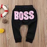 Liebeye ベビーキッズズボン　スタイリッシュ　ボスの印刷　ハレンパンツ Pink BOSS 100cm