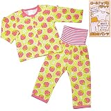 ガールズ|ベビー|パジャマ[enfant pur]ベビーパジャマ|腹巻付ロールアップ袖|苺|イチゴ柄|長袖パジャマ上下セット|女の子|女児 90cm イエロー