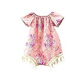 Ochine　春夏　ベビー服　異彩な花柄プリント　タッセル付き　 ピンク　夏用　袖なし　お姫様に