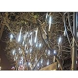 LEDガーデンライト/ LEDストリングライト/流星LEDテープライト/ LEDクリスマスライト/ クリスマスツリークリスマス 飾り　30cm 　8チューブ　144 Led　流星雨ライト