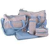 SAWE - 5 in 1 Mummy Mother Multifunction Baby Diaper Nappy Bag Mommy Tote Bag Travel Bag Handbag, wi