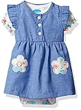 Bon Bebe Baby Girls' 2 Piece Chambray Dress Set with Shortsleeve Bodysuit Coral Chambray Flowers 0-3