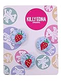KILLYEDNA(キリィエドナ) 刺繍くるみボタン キリーズマーブル 3個セット20mm ピンクのイチゴ