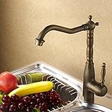 Hiendure® Classic Antique Brass Finish Kitchen Faucet Centerset Sink Tap Copper [並行輸入品]