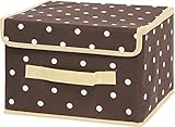 不二貿易 インナーボックス 横型 ハーフ 蓋付き 27×25×18.5cm ドット ブラウン 22693