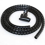 CableWholesale's 5ft Split Loom Cable Wrap, Black, 30mm diameter, Cable Management Wraps with Tool [