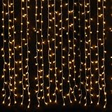 ウィンドウカーテンライト19.6 X 9.8ft 600 LEDクリスマス透明文字列フェアリーLEDライト結婚式、ホーム、バスルーム、休日装飾ライト(ウォームホワイト)