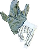 新生児ベビー男の子グレーパーカーTシャツトップ+ストライプパンツ服装セット子供用服 カラー: グレー