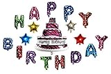 Langxun 16 with 13 Colorful LettersHAPPY BIRTHDAY and 36 Cake Thickened Foil Air-filled Balloons for