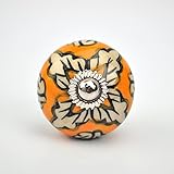 Ornate yellow floral Ceramic knobs for cabinets & cupboards - hand painted pulls