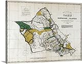 C・J・ライオンズプレミアムシックラップキャンバス壁アート印刷題名マップのオアフ島、ハワイアン諸島、1881 40" x 30" 2410906_24_40x30_none