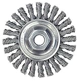 Weiler Dualife Wire Wheel Brush, Round Hole, Steel, Full Twist Knotted, 4" Diameter, 0.020" Wire Dia