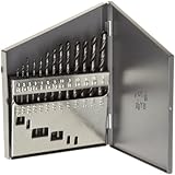 Chicago Latrobe 150 Series High-Speed Steel Jobber Length Drill Bit Set with Metal Case, Black Oxide