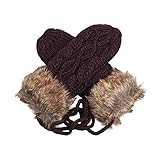 (サンライン)Sun Line ミトン ニットミトン手袋 レディース ニット 手袋 グローブ 手ぶくろ 冬 保温 暖かい 毛糸てぶくろ (コーヒー)