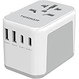 変換プラグ 全世界対応 海外旅行 コンセント TESSAN 旅行用変換器 2つUSB-Cと2つUSB-Aポート付き C/O/BF/Aタイプ付き 海外電源変換器 マルチ変換プラグ 電源変換アダプター ヨーロッパ/韓国/オーストラリア/イギリス/アメリカ