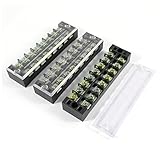 TB-2508ネジターミナルブロック，SODIAL(R) 3ｘ600V 25A 8ポジションデュアル行カバー付きバリアスクリューターミナルブロックストリップ　黒
