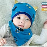  DBMART ベビー 帽子 & スタイ 2点 セット ネコ 三角 柄 耳付き プレゼント 出産祝い ギフト キッズ ぼうし よだれかけ 猫 ガーランド 男の子 女の子ユニセックス かわいい 柄 角付