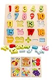 yasushoji 木のおもちゃ 知育玩具 文字 パズル 形はめ 絵 合わせ 幼児 プレゼント お祝い おもちゃ 英語 数字 (タイプB)