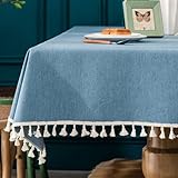 starink テーブルクロス 北欧 長方形正方形 撥水 防水 お洒落 可愛い しっかり生地 (ブルー, 140x140)