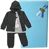 オーガニックコットン ベビー服 3点セット グレー (12-18month(80cm))ラッピング