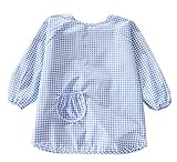 【ブルー】赤ちゃん　ベビー　子供服　お食事用スタイ　スモック　エプロン　うわっぱり　防水　防汚　洗いやすい　快適　柔らかい　通気　可愛い　1ー2歳（90）