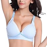 YING LAN　産前　産後　妊婦　妊婦用　コットン　ベスト　インナーマタニティー　授乳用　授乳　ブラジャー　下着　ノンワイヤー　綿　マタニティー　ブラ　柔らか　ナイト ブラ ブルー