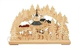 クリスマスオーナメント　ドイツの伝統的な弓形燭台　シュビッブボーゲン　ザイフェン教会と聖歌隊　電球タイプ　ドイツの木のおもちゃ　Schwibboegen